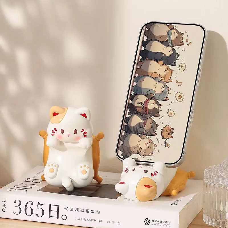 Desk Phone Stand - 귀여운 만화 고양이 데스크탑 장식품, 전화