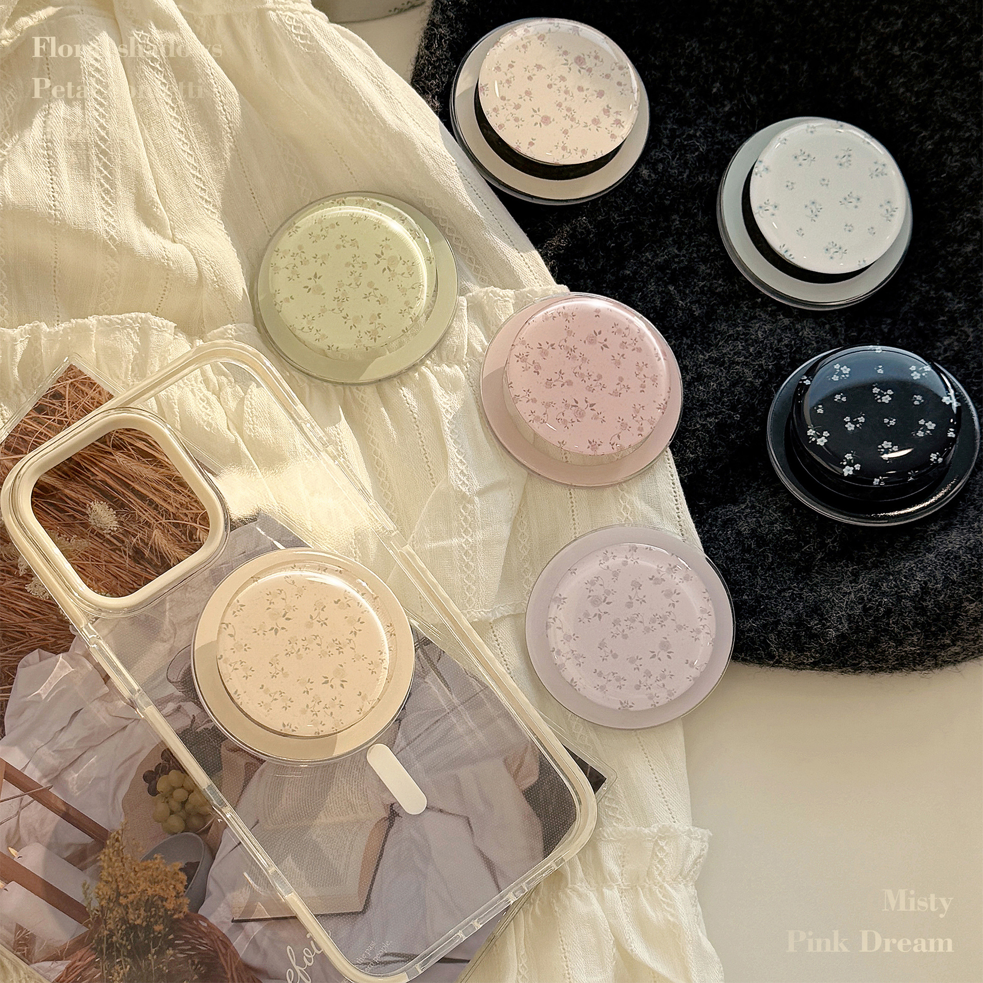 Pop Socket Grip - 한국 꽃무늬 자석 그립 접이식 손가락