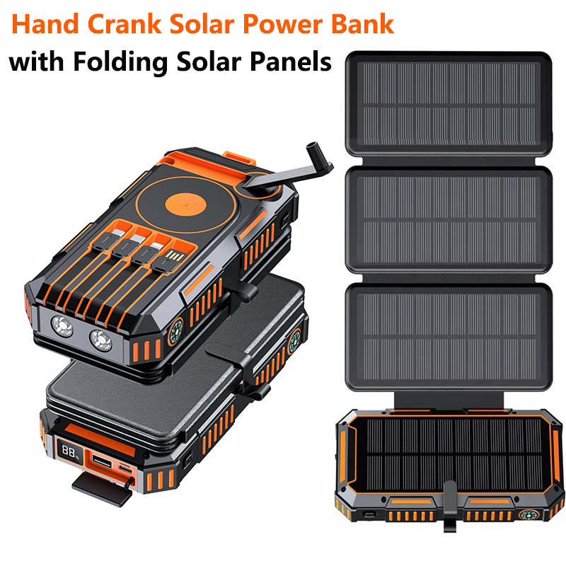 Portable Charger 20000Mah - 20000mAh 핸드 크랭크 태양광 보조배터리, 접이식