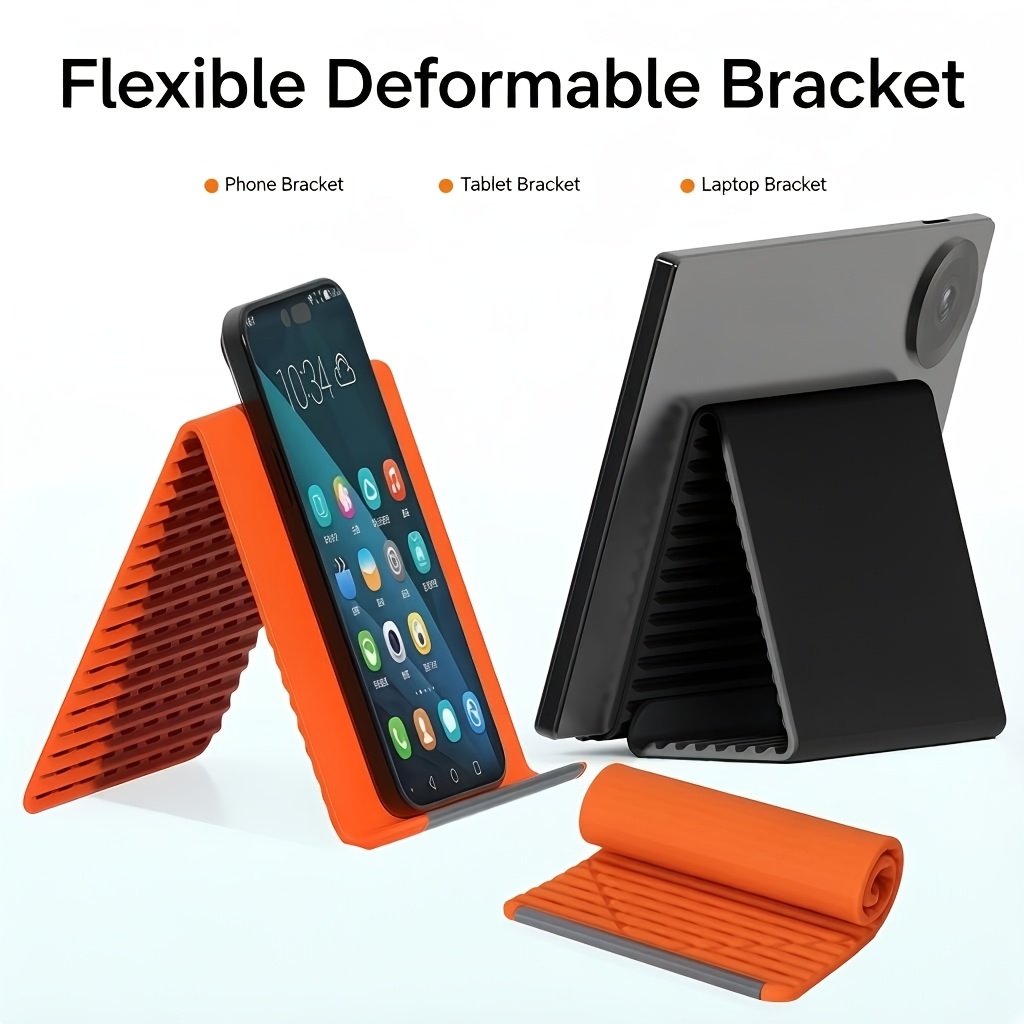 Desk Phone Stand - 휴대용 접이식 실리콘 폰 스탠드, 유연하고