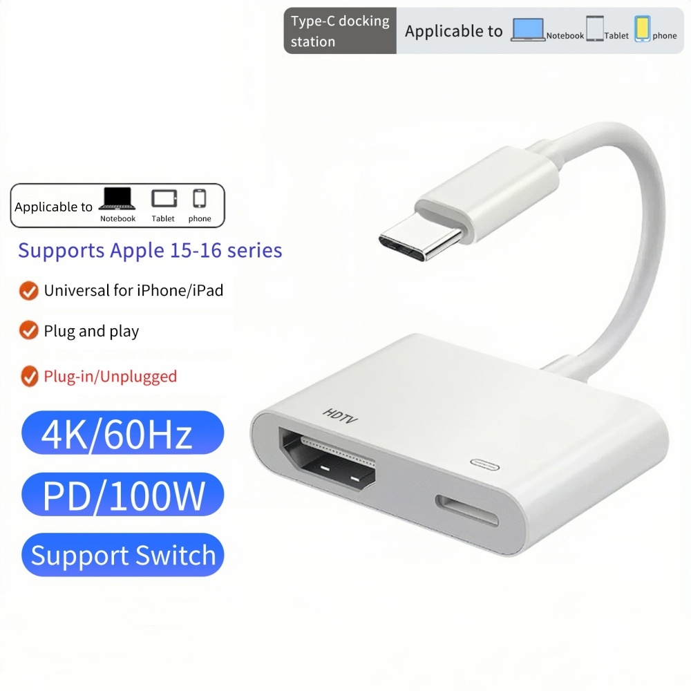 Hdmi Phone Adapter - PD 100W HDTV USB C to