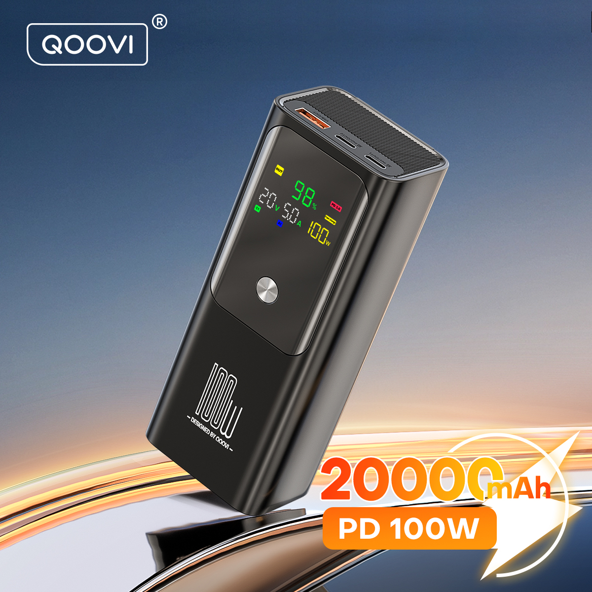Portable Charger 20000Mah - QOOVI PD 100W 보조베터리 20000mAh 외부