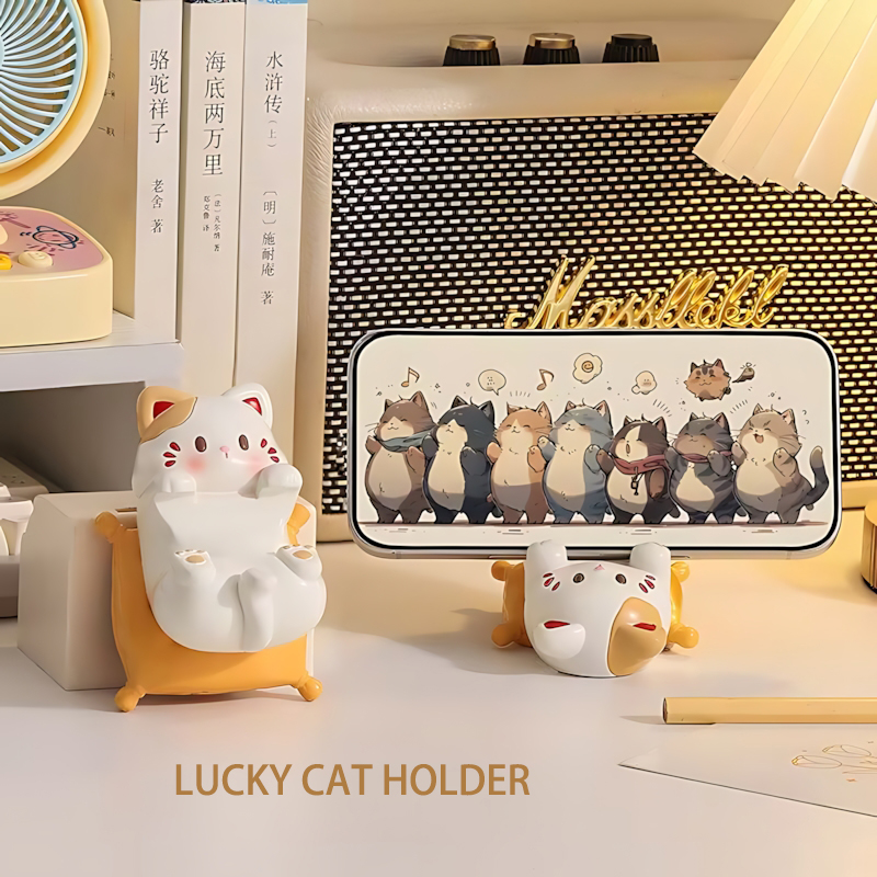 귀여운 만화 고양이 데스크탑 장식품, 전화 거치대, 창 - Desk Phone Stand review and price
