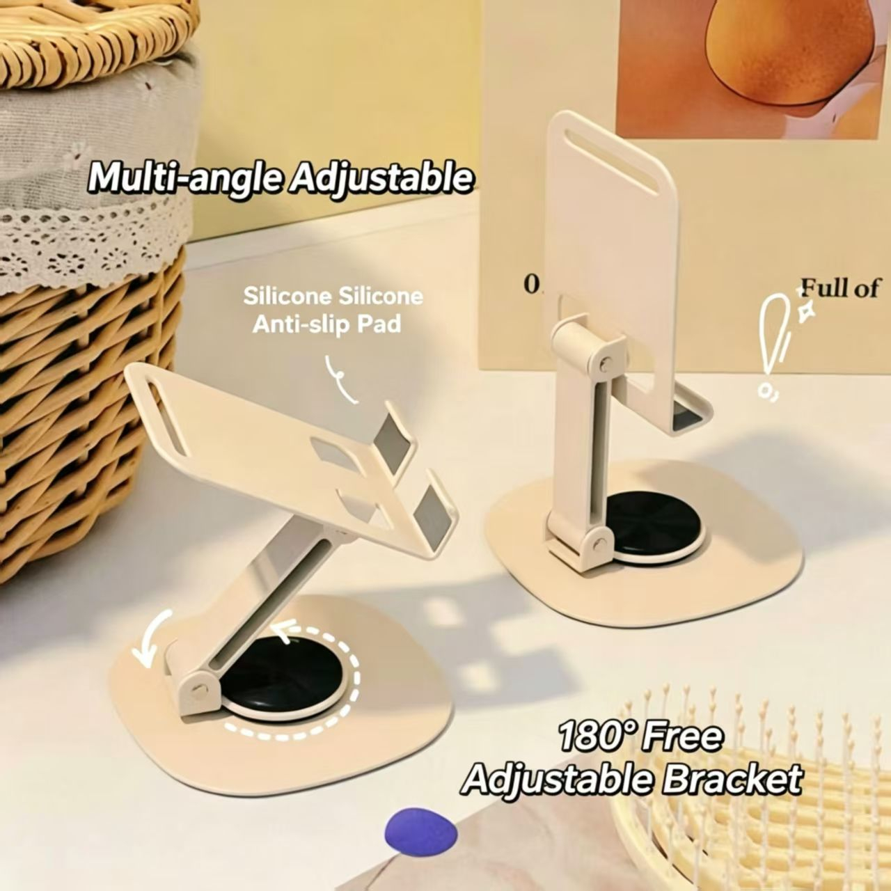 크림 스타일 탄소강 휴대용 데스크탑 홀더 조절 가능한  - Desk Phone Stand review and price