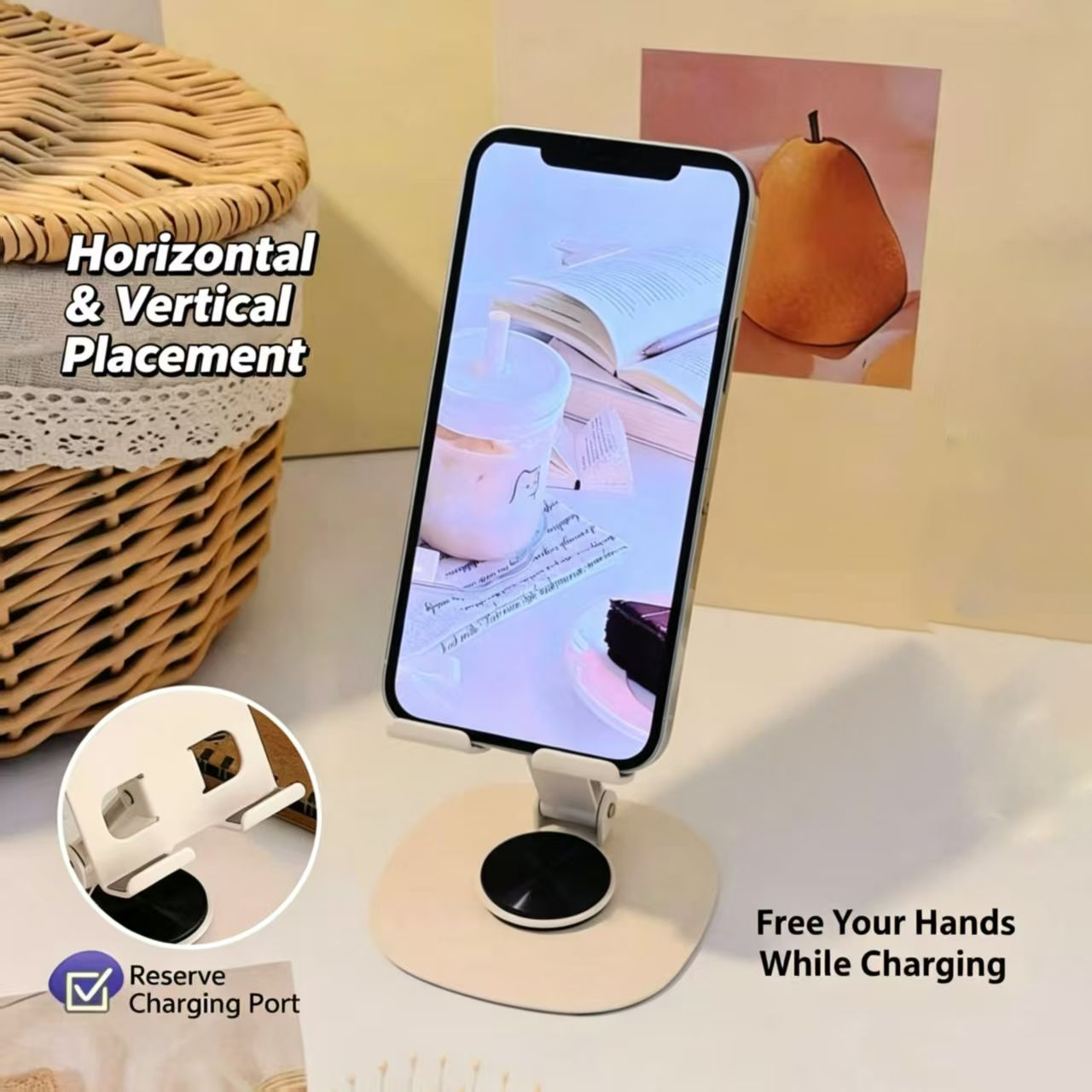 크림 스타일 탄소강 휴대용 데스크탑 홀더 조절 가능한  - Desk Phone Stand review and price