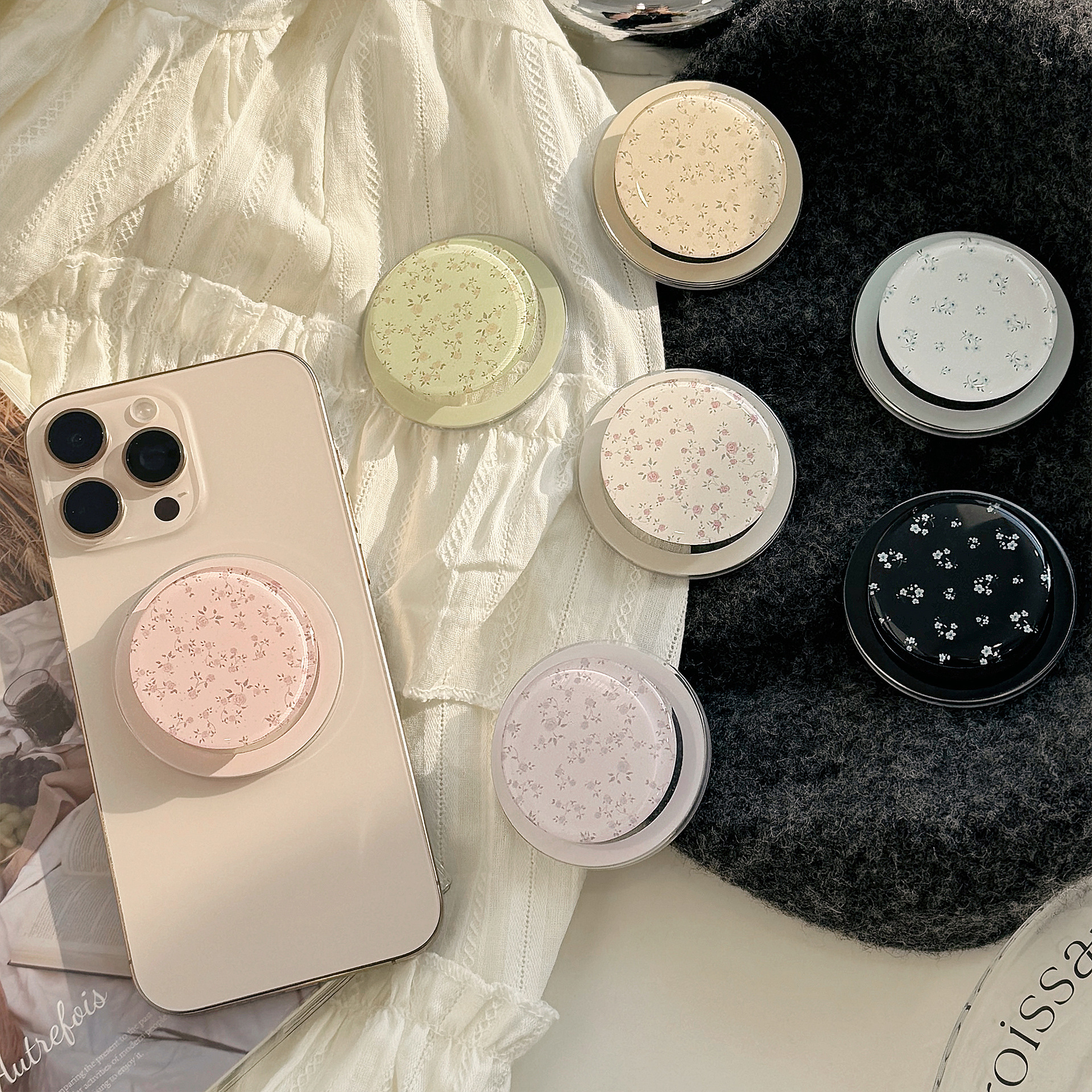 한국 꽃무늬 자석 그립 접이식 손가락 링 그립톡 폰 홀 - Pop Socket Grip review and price
