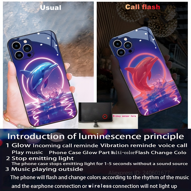 오션 엘프 돌고래 글리터 음악 야광 폰 케이스 삼성 S - Led Flash Case review and price