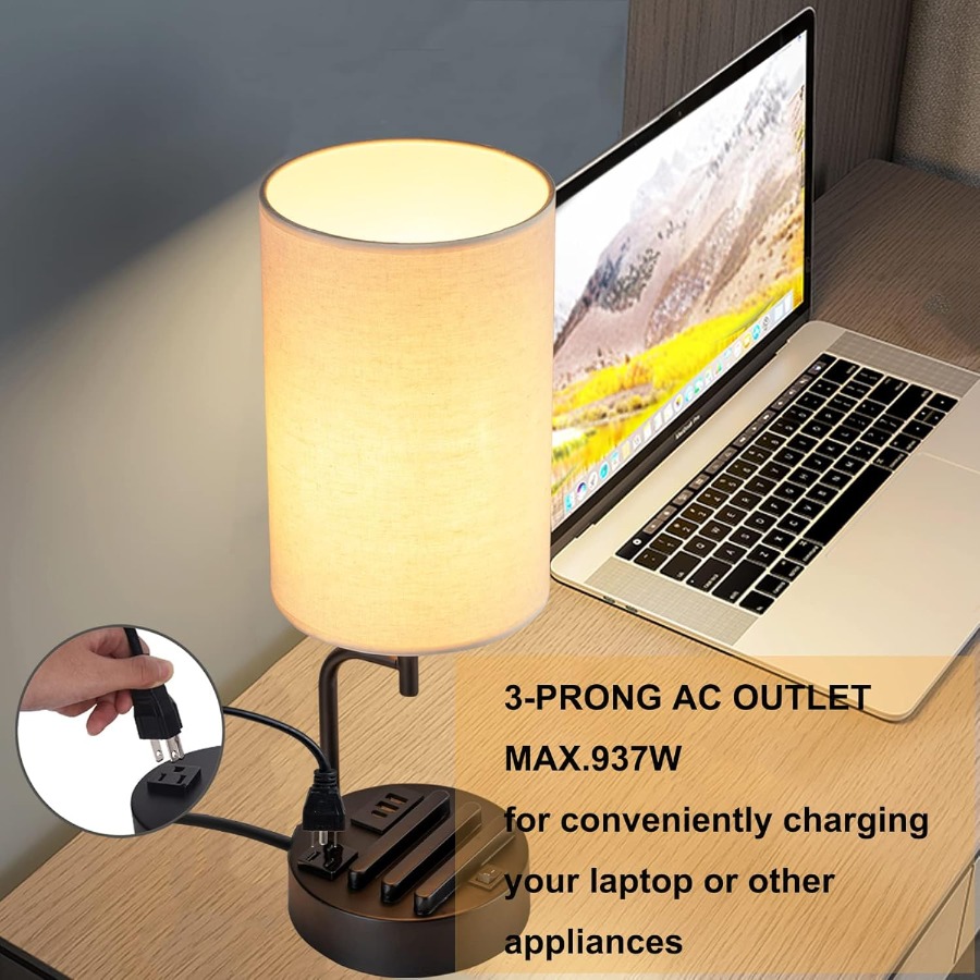 3개의 USB 충전 포트가 있는 테이블 램프, AC 콘 - Desk Phone Stand review and price