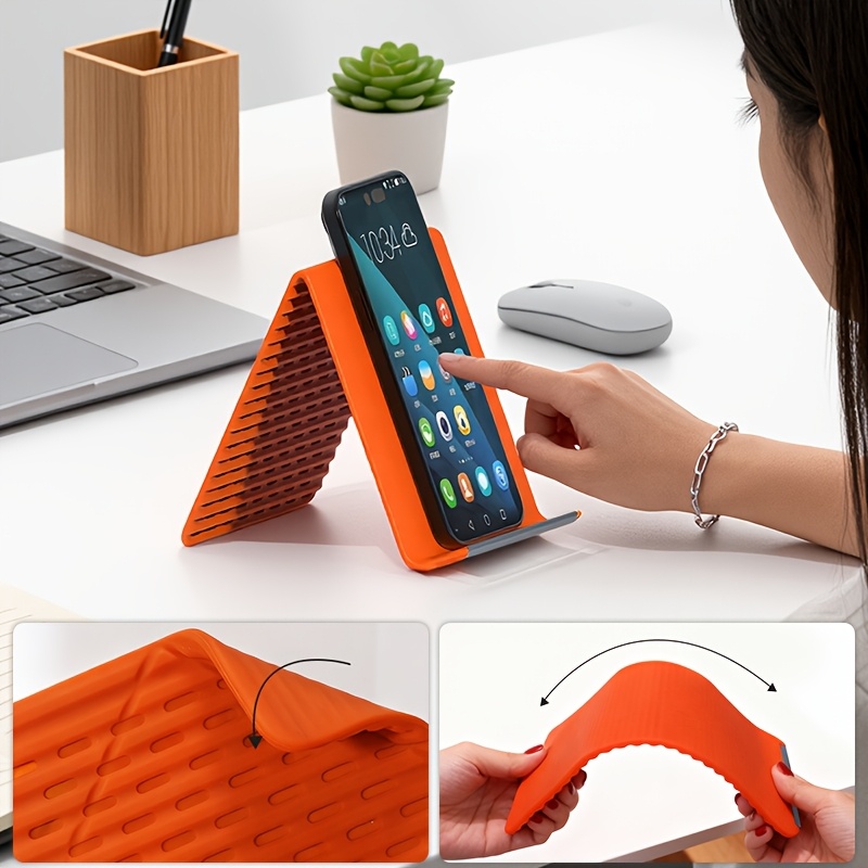 휴대용 접이식 실리콘 폰 스탠드, 유연하고 어떤 모양으 - Desk Phone Stand review and price