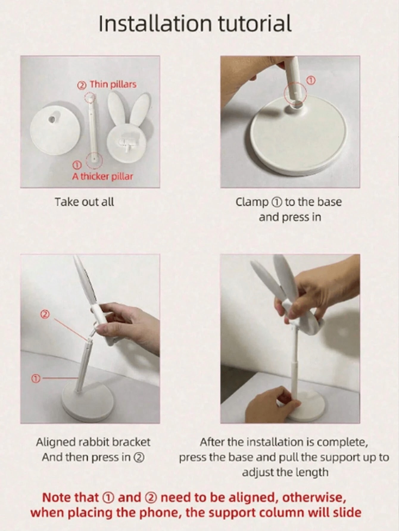 1Pc 접이식 토끼 모양의 전화 홀더, 조정 가능한 귀 - Desk Phone Stand review and price
