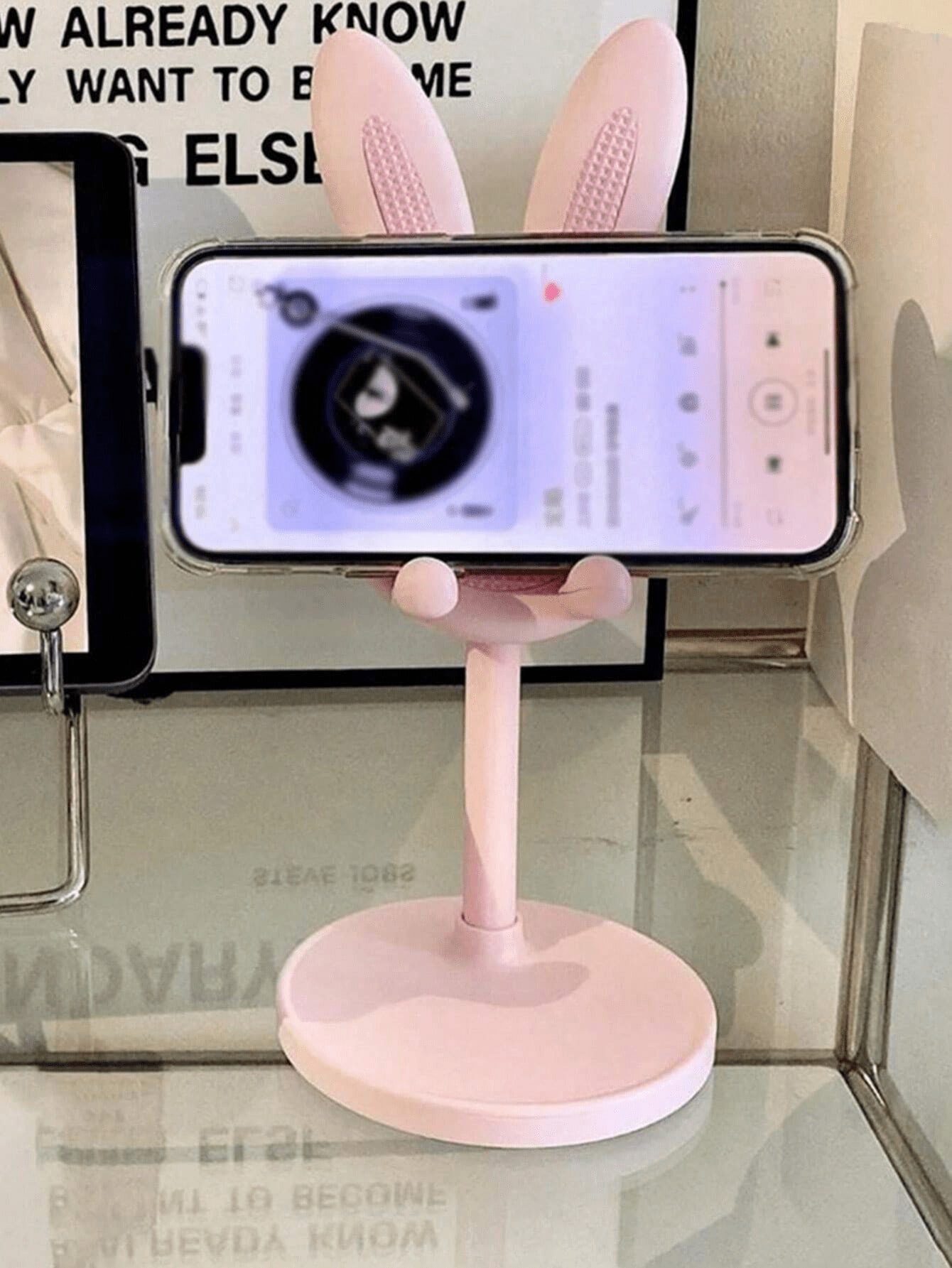 1Pc 접이식 토끼 모양의 전화 홀더, 조정 가능한 귀 - Desk Phone Stand review and price