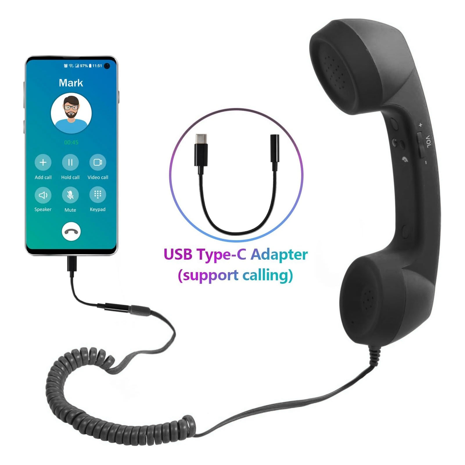 레트로 전화 수신기 3.5mm/USB-C 방사선 방지  - Retro Handset Phone review and price