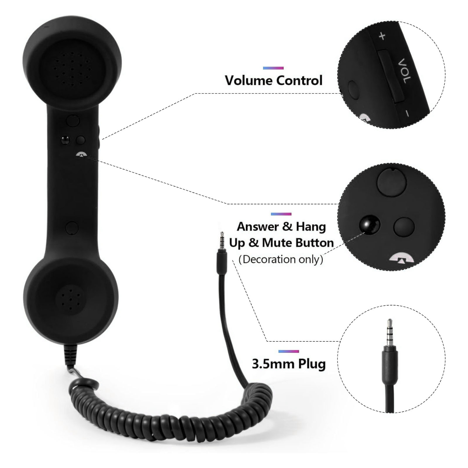 레트로 전화 수신기 3.5mm/USB-C 방사선 방지  - Retro Handset Phone review and price