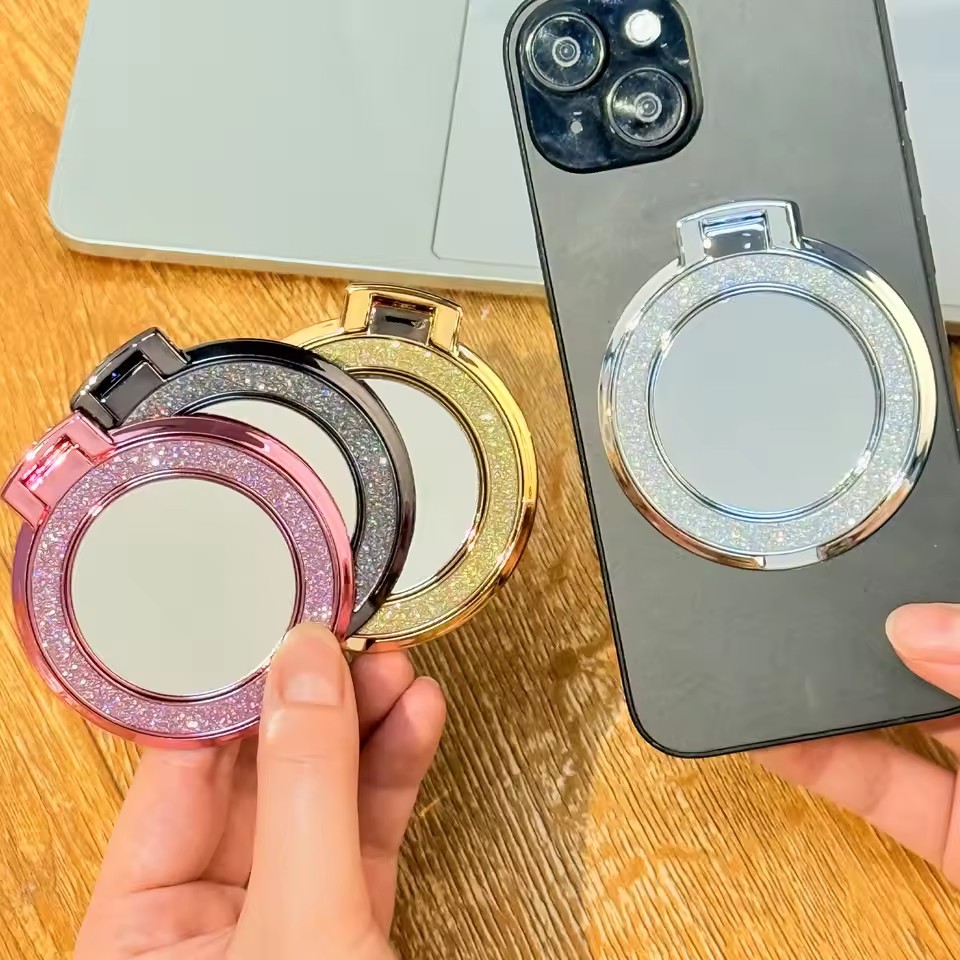 반짝이 휴대 전화 홀더 링 그립 라운드 미러 핸드폰 마 - Phone Kickstand Ring review and price
